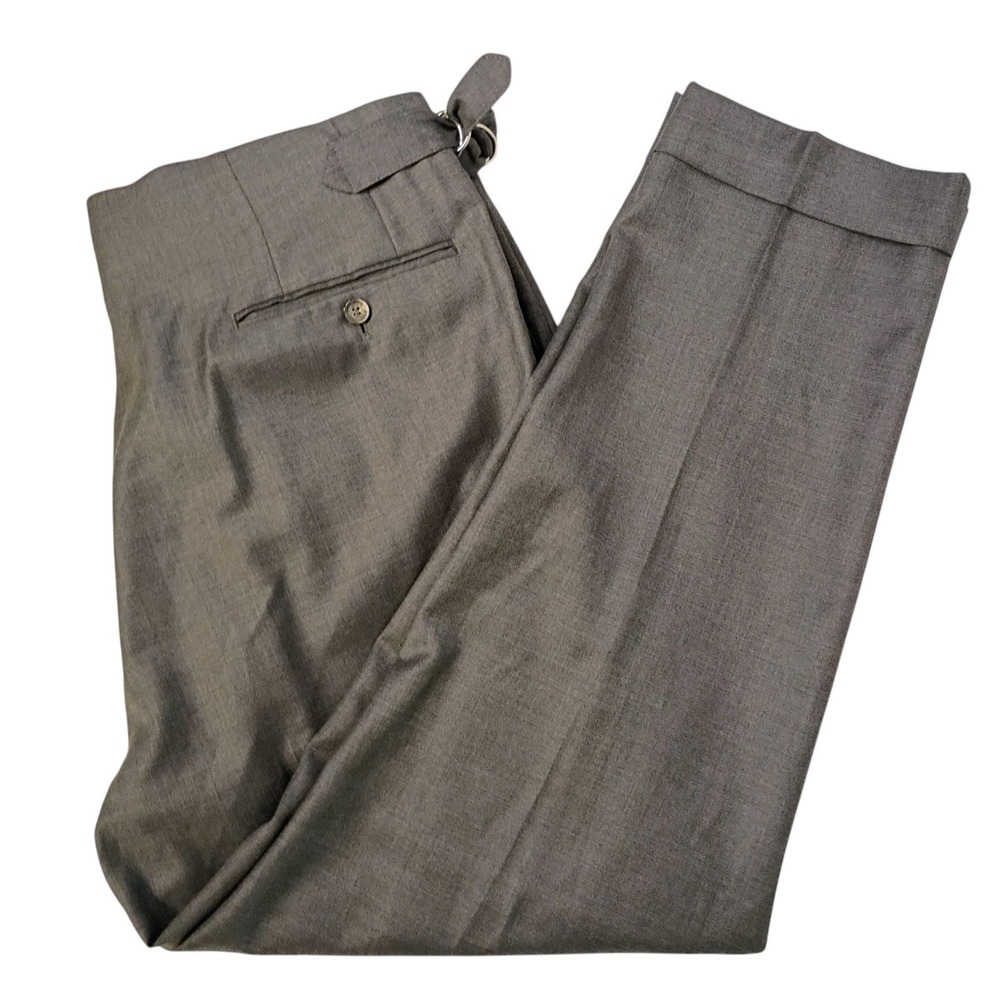 Samuelsohn Harrison Super 130s Wool Dress‎ Pants 38 Reg 36 x 27 Button Fly Gray